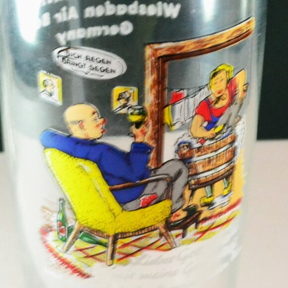 Set Of 4 Glasses German Figures With Sayings Air Force Police Wiesbaden Germany - Picture 8 of 11